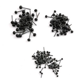NX Garden Glass Eye 150PCS 2/3/4mm Black Beans Needle Type Glass Eyes Balls for Puppet Doll Craft