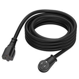 15Ft 12AWG Right-Angle 15Amp to 20Amp Extension-Cord, 90-Degree 15 Amp Household Plug to 20-Amp Extension-Cable, Nema 5-15P to 5-15R,5-20R,6-15R,6-20R, Angled 15A 125V Plug to 20A AC Power Cord