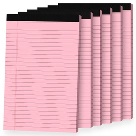 Ciphyfee 6pcs Small Note Pads, Pink Notepads 5x8 College Ruled Notebook, Writing Pads 5 x 8, Legal Pads, Pad Paper Perforate Notebooks for Work, Message, School, Office Supplies,30 Sheets/Pack