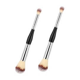 minkissy Set of 2 Large Double-ended Powder Brushes Soft Bristles Portable Compact for Loose Powder Blush and Eye Shadow