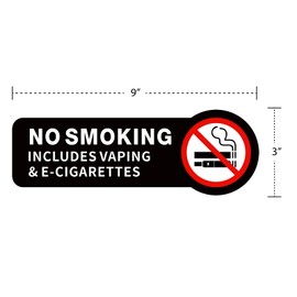 No Smoking Signs for Business, 2 Pack No Smoking No Vaping Sign, Acrylic Self-Adhesive, Easy Mounting, Outdoor/Home/Business Use 9 X 3 Inch
