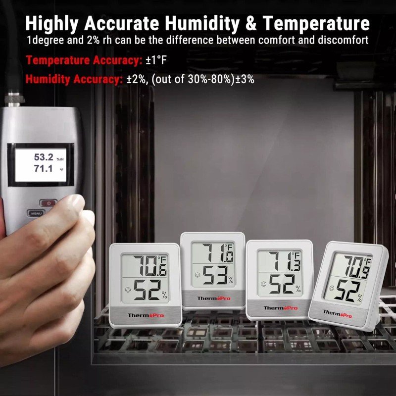 ThermoPro TP49 3 Pieces Digital Hygrometer Indoor Thermometer Humidity Meter
