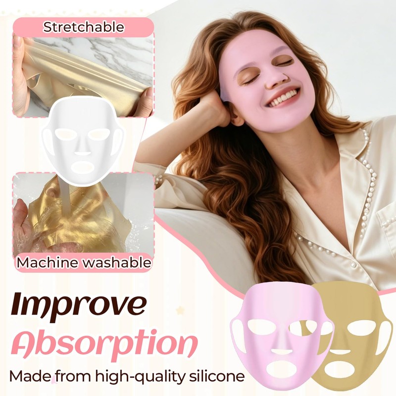2 Pcs Silicone Face Mask Holder, Reusable Sheet Mask Cover