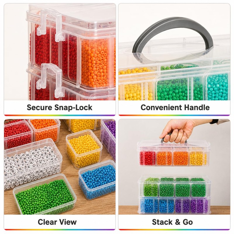 MERATIA Bead Storage Organizer, 84 Containers, 4-Tier Stackable Case
