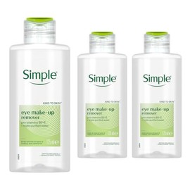 3 Pack of 125ml Simple Kind to Skin Eye Make-Up Remover For Sensitive Skin