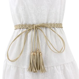 FAIRYGATE Thin Braided Belts for Women Adjustable Belts Waist Belt for Dress Waistband Tassel Skinny Woven for any Outfit A1109