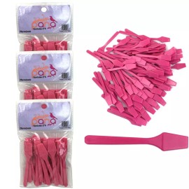 PANA 3 Packs Pana 2.5" Pink Small Plastic Makeup Cosmetic Facial Mask Spatula Scoop
