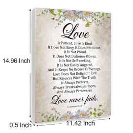 1 Corinthians 13:4-8 Wall Art,Love is Patient Religious Framed Canvas Scripture Print Painting for Christian Home Office Wall Decor,Bible Verse Gifts for Women
