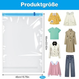 Vacuum Bags for Clothes, Pack of 8 Travel Compression Bags, 40 x 60 cm Vacuum Bags Clothing for Travel Backpack