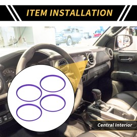 REPAIROCK 4pcs Aluminum Alloy Purple Air Conditioning Air Outlet Vent Cover Ring for Toyota Tacoma 2016-2021