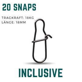 Elbfang© Rubber Fish Set for Zander Fishing | +20 Snap Swivels | Includes Artificial Bait Box | Zander Perch Pike Bait