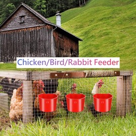 10Pcs Chicken Water Cups,Cage Cup Bird Cage Feeder,8 oz Chicken Feeders Water Bowl Hanging for Cage,Plastic Birds Feeders,Hanging Food and Water Coop Cups for Treats Grit(Red)