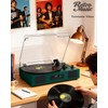 Vinyl Record Player with Built-in Speakers, USB Recording, Dark Green