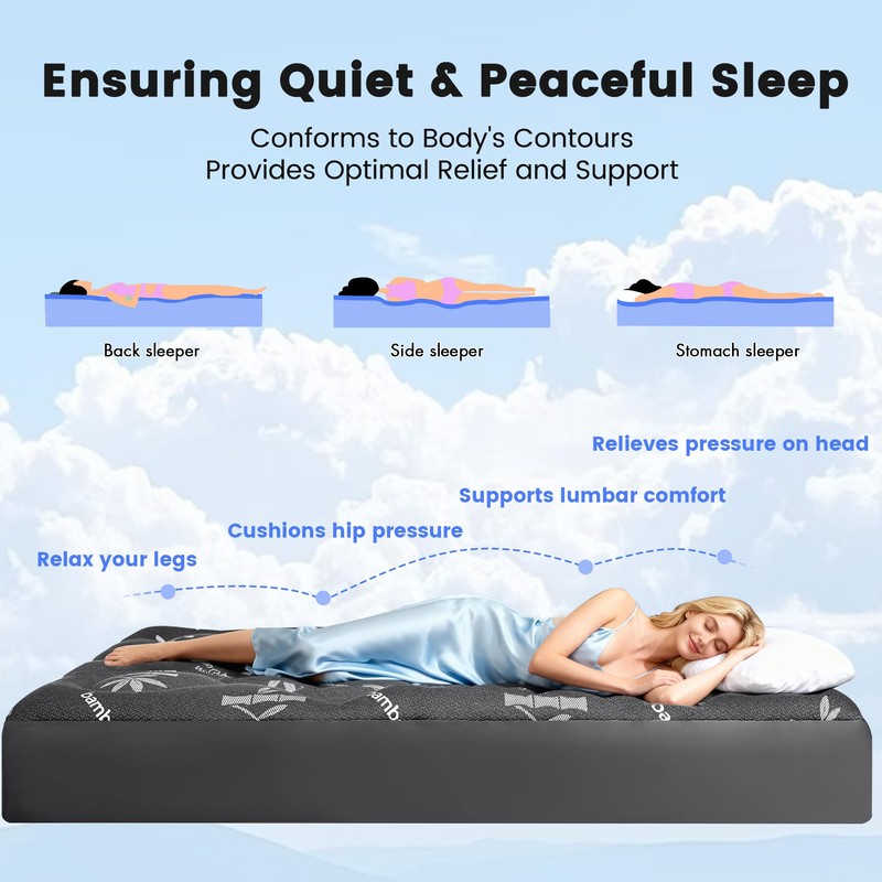 Mattress Topper Queen Size - Viscose Made from Bamboo Pillow