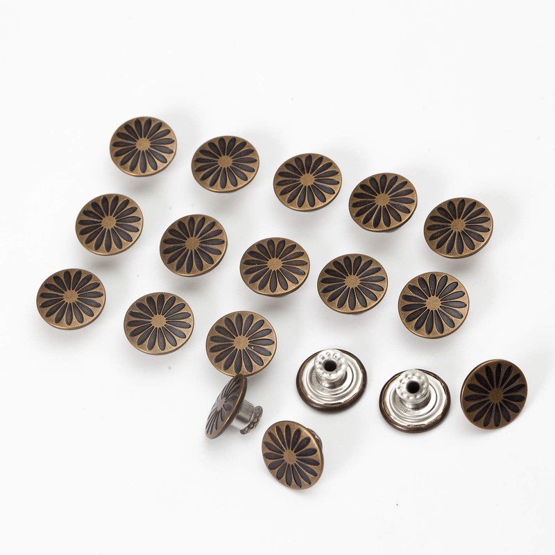 20 Set 17mm Replacement Jeans Buttons - Metal Snap Denim