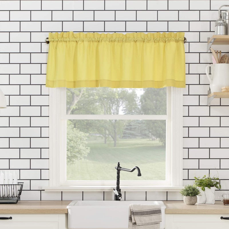 No. 918 Martine Microfiber Kitchen Curtains Set, Semi-Transparent with Rod