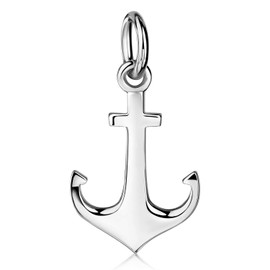 MATERIA by Matthias Wagner Women's Small Anchor Pendant 925 Silver with Necklace, Silver