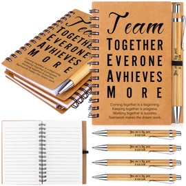 4 Sets Team Appreciation Gifts Bulk for Employees Motivational Team Spiral Notebooks and Ballpoint Pens Inspirational Notepad Team Gifts Kit for Back to School Group Student Teacher Colleague Staff