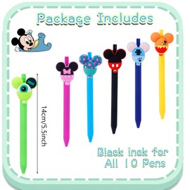 yumcute 10PCS Cartoon Ballpoint Pens Set,Cute Mouse Head Character Ears Retractable Ballpoint Pens,0.5mm Medium Nib, Kids Adults Office Desk Stationary Accessories, Gift for Teacher Student