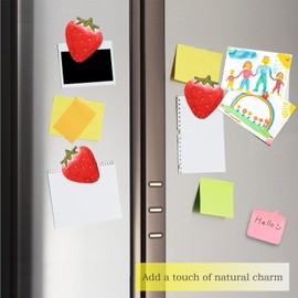 Cute Strawberry Magnets Decor - 3 Inch Hand-Carved Wooden Fridge Magnets for Kitchen Locker Classroom Office Whiteboard (3)
