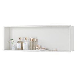 Qeke Bathroom Wall Niche, Stainless Steel Shower Niche 36" X 12", Recessed Wall Niche for Bathroom, Bathroom Niche No Tile Needed, Matte White