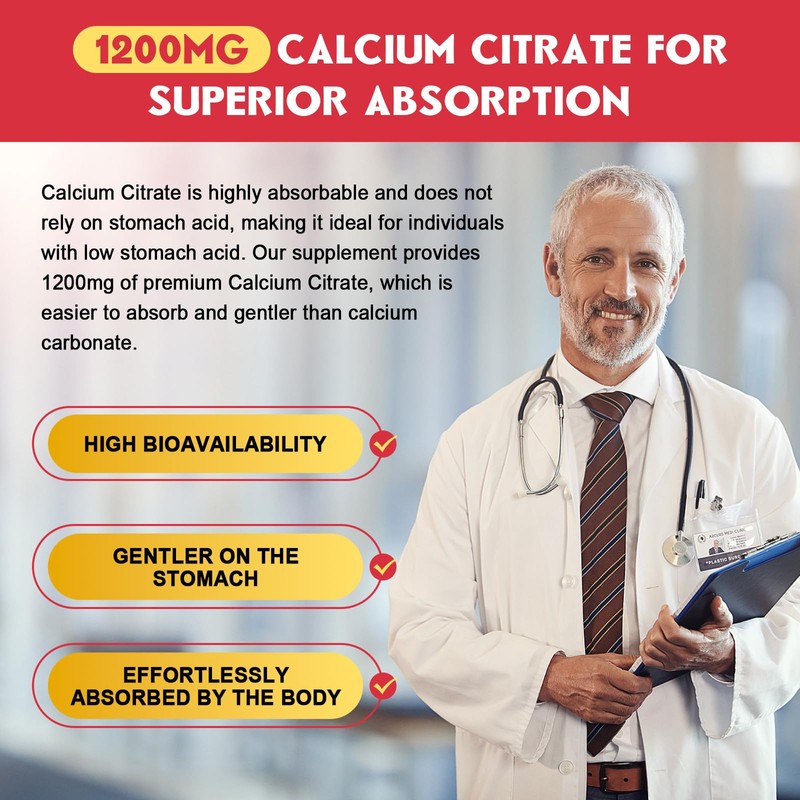 (2 Pack) Sugar Free Calcium Citrate Gummies 1200 mg with