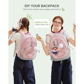 LOVEVOOK School Backpack for Teen Girls, Waterproof Student Backpack Purse, Cute Kid Bookbag with Chest Strap, Back to School Backpacks Fit 15.6 Inch Laptop, College Travel Back Pack Casual Daypack