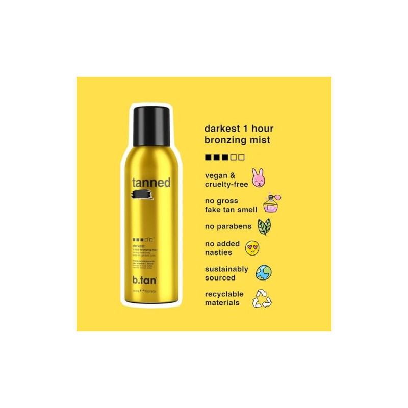 B.Tan Tanned AF Darkest Self Tan Bronzing Mist for Unisex