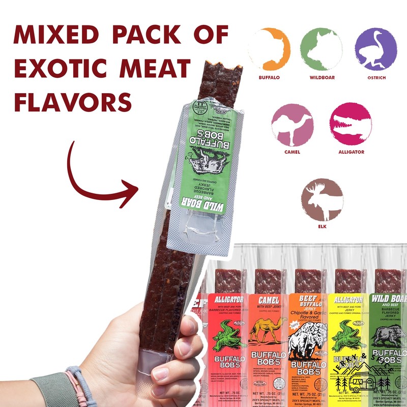 Buffalo Bob's Wild Game Meat Snacks (6 Pack), Beef Variety
