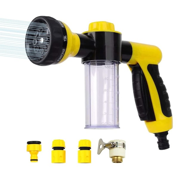 OBEST Garten Spritzpistole,Multifunktions Gartenschlauch-Sprühgerät mit 8 Sprühmustern und Seifenspender,Garten-Handbrause,Schaumsprühgerät zum