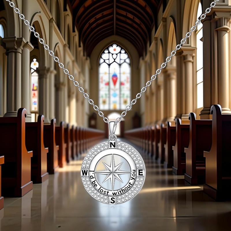 Talonior Compass Necklace for Women Sterling Silver I Would Be