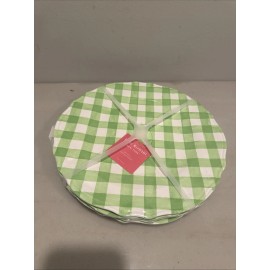Isaac Mizrahi Green Gingham 11” Melamine Dinner Plates Set Of 4  NEW