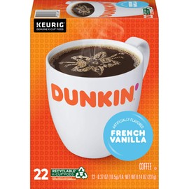 Dunkin' French Vanilla Flavored Coffee, 88 K Cups for Keurig Coffee Makers