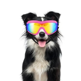 Dog Sunglasses, Dog Aviator Glasses, Lightweight TPU Dog Glasses with Adjustable Strap for Travel and Skiing