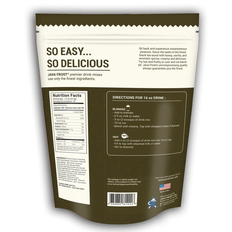 No Sugar Added Vanilla Spiced Chai - 3 lb bag