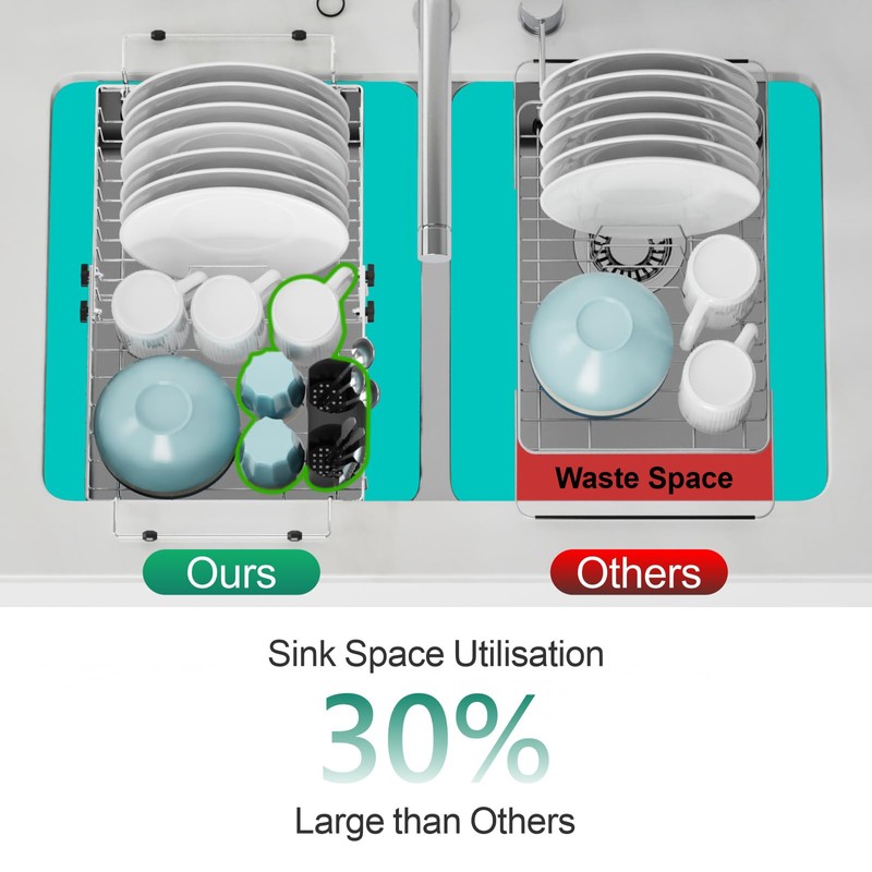 GSlife Expandable in Sink Dish Drying Rack - Stainless Steel
