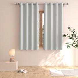 UPOPO Light Grey Room Darkening Curtains 54 inches Long Window Curtain Panels Living Room Kitchen Grommet Top Thermal Insulated Drapes Bedroom Bathroom Basement 2 Panels 52"x54"