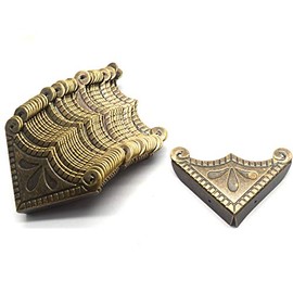 T Tulead Box Hardware Vintage Corner Protector Cabinet Brackets Bronze Iron Table Corner Protector 2.2"x2.2"x0.5" 30-Pack with Mounting Nails