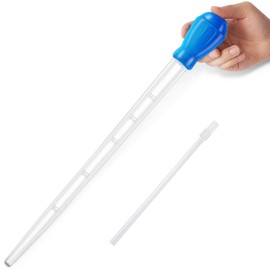 Depeew Aquarium Coral Fish Feeder Waste Cleaner, 27IN Turkey Baster for Aquarium Siphon for Fish Tank Water Changer, for Reef Anemones Betta Spider Snake Lizard (Blue, 50ml)