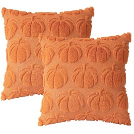 Mixweer 2 PCS Fall Pillow Covers Fall Decorative 18x18 Inch Pumpkin Throw Pillow Covers Autumn Pillow Cases Holiday Cushion Cover Farmhouse Couch Case for Sofa Bed Home Decor