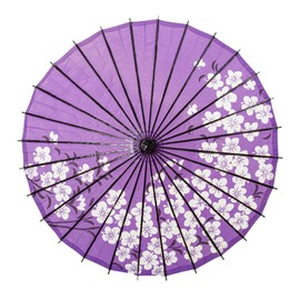 THY COLLECTIBLES Classic Chinese Art Asian Style 33" Paper Parasol Umbrella with Long Handle Flower Print for Wedding Parties, Photography, Costumes, Cosplay, Decoration And Events (Purple)
