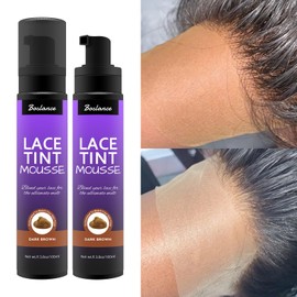 Boslance Lace Tint Mousse for Wigs, 3.8 Oz, Dark Brown - Includes 2 Pcs Wig Elastic Bands and 1 Edge Brush, Foaming Type Tint for Frontals, Closures, and Wigs, Natural Looking Hair Color