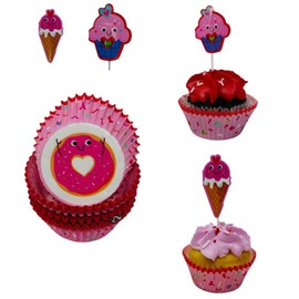Pink and Red Valentine’s Day Cupcake Kit with Ice Cream and Cupcake Picks