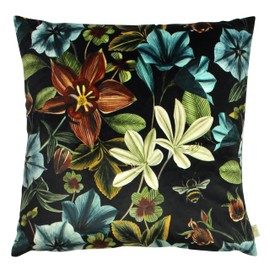 Evans Lichfield Midnight Garden Aquilegia Cushion Cover, Teal, 43 x 43cm