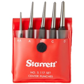 Starrett S117PC Centre Punches Set, 1/16", 5/64", 3/32", 1/8", 5/32" Diameters, In Plastic Case