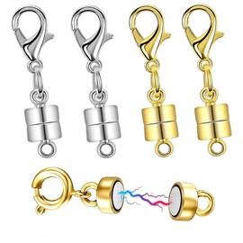 Set of 4 Necklaces, Clasps, Magnetic Clasps, Magnetic Clasps, End Parts, for Jewelry, Easy to Install, Extension Hardware, DIY, Connecting Ends, Bracelets and Necklaces, Necklaces and Jewelry (B)