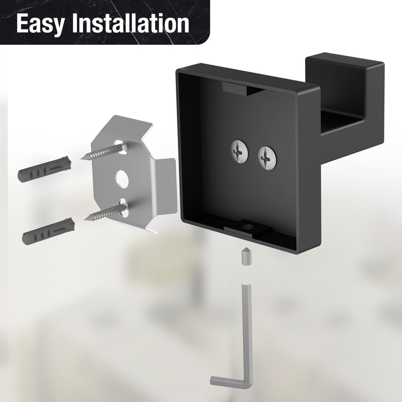 HITSLAM Towel Hooks for Bathroom Wall Mounted, Black Bathroom Hooks,