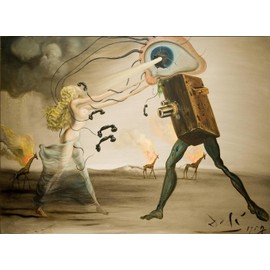 Get Custom Art - Salvador Dali, Burning Giraffes and Telephones - Gallery Wrapped, Famous Paintings Wall Art Décor (18x24 inch)