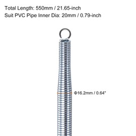 sourcing map 2pcs PVC Spring Tube Bender 16.2mm OD 550mm Long Zinc Plated PVC Conduit Bender PVC Pipe Bender Pipe Bending Spring for PVC Pipe Bending Devices in Home Hydropower, Silver Tone