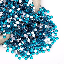 Peacock Blue Rhinestones Bulk, 10000PCS Flat Back Round Jelly AB Rhinestones Non-Hotfix Crystal Gems Wholesale for Crafts Makeup Nails Face Tumblers Clothes Shoes Handmade Decoration 3mm